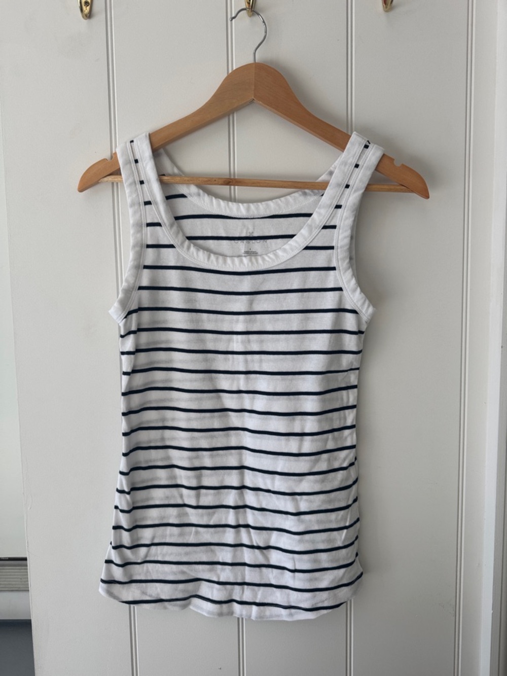 Caslon White Tank with Navy Stripes